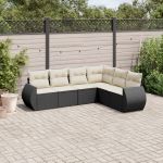 Set mobilier de grădină cu perne, 6 piese, negru, poliratan GartenMobel Dekor