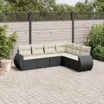 Set mobilier de grădină cu perne, 6 piese, negru, poliratan GartenMobel Dekor