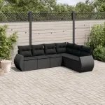 Set mobilier de grădină cu perne, 6 piese, negru, poliratan GartenMobel Dekor