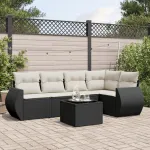 Set mobilier de grădină cu perne, 6 piese, negru, poliratan GartenMobel Dekor
