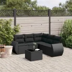Set mobilier de grădină cu perne, 6 piese, negru, poliratan GartenMobel Dekor