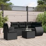 Set mobilier de grădină cu perne, 6 piese, negru, poliratan GartenMobel Dekor