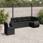Set mobilier de grădină cu perne, 6 piese, negru, poliratan GartenMobel Dekor