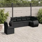 Set mobilier de grădină cu perne, 6 piese, negru, poliratan GartenMobel Dekor