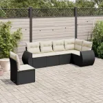 Set mobilier de grădină cu perne, 6 piese, negru, poliratan GartenMobel Dekor