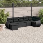Set canapele de grădină cu perne, 7 piese, negru, poliratan GartenMobel Dekor