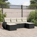 Set mobilier de grădină cu perne, 6 piese, negru, poliratan GartenMobel Dekor