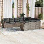 Set mobilier de grădină cu perne, 10 piese, gri, poliratan GartenMobel Dekor