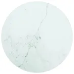 Blat masă, alb, Ø40x0,8 cm, sticlă securizată, design marmură GartenMobel Dekor
