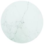 Blat masă, alb, Ø70x0,8 cm, sticlă securizată, design marmură GartenMobel Dekor