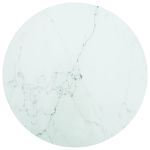 Blat masă alb Ø60x0,8 cm, sticlă securizată cu design marmură GartenMobel Dekor