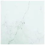 Blat masă alb 30x30 cm 6 mm sticlă securizată design marmură GartenMobel Dekor