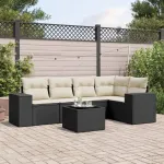 Set mobilier de grădină cu perne, 6 piese, negru, poliratan GartenMobel Dekor