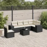 Set canapele de grădină cu perne, 7 piese, negru, poliratan GartenMobel Dekor