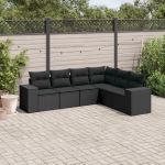 Set mobilier de grădină cu perne, 6 piese, negru, poliratan GartenMobel Dekor