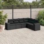 Set mobilier de grădină cu perne, 6 piese, negru, poliratan GartenMobel Dekor
