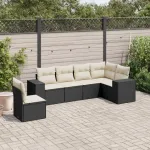 Set mobilier de grădină cu perne, 6 piese, negru, poliratan GartenMobel Dekor