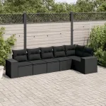 Set mobilier de grădină cu perne, 6 piese, negru, poliratan GartenMobel Dekor
