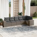 Set mobilier grădină cu perne, 6 piese, gri, poliratan GartenMobel Dekor