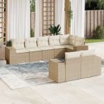 Set canapele de grădină, 8 piese, cu perne, bej, poliratan GartenMobel Dekor