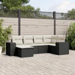 Set mobilier de grădină cu perne, 6 piese, negru, poliratan GartenMobel Dekor