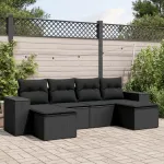 Set mobilier de grădină cu perne, 6 piese, negru, poliratan GartenMobel Dekor