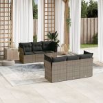 Set canapele de grădină, 7 piese, cu perne, gri, poliratan GartenMobel Dekor