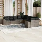Set mobilier de grădină cu perne, 10 piese, gri, poliratan GartenMobel Dekor