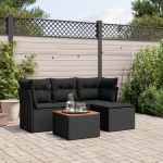 Set mobilier de grădină cu perne, 5 piese, negru, poliratan GartenMobel Dekor