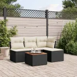 Set mobilier de grădină cu perne, 5 piese, negru, poliratan GartenMobel Dekor