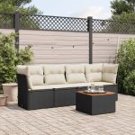 Set mobilier de grădină cu perne, 5 piese, negru, poliratan GartenMobel Dekor
