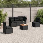 Set mobilier de grădină cu perne, 6 piese, negru, poliratan GartenMobel Dekor