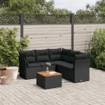 Set mobilier de grădină cu perne, 6 piese, negru, poliratan GartenMobel Dekor