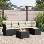 Set mobilier de grădină cu perne, 6 piese, negru, poliratan GartenMobel Dekor