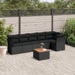 Set canapele de grădină cu perne, 7 piese, negru, poliratan GartenMobel Dekor