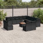 Set mobilier de grădină cu perne, 14 piese, negru, poliratan GartenMobel Dekor