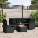 Set mobilier de grădină cu perne, 6 piese, negru, poliratan GartenMobel Dekor