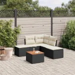 Set mobilier de grădină cu perne, 6 piese, negru, poliratan GartenMobel Dekor