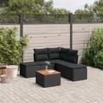 Set mobilier de grădină cu perne, 6 piese, negru, poliratan GartenMobel Dekor