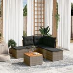 Set mobilier grădină cu perne, 6 piese, gri, poliratan GartenMobel Dekor