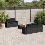 Set mobilier de grădină cu perne, 6 piese, negru, poliratan GartenMobel Dekor