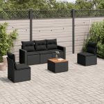 Set mobilier de grădină cu perne, 6 piese, negru, poliratan GartenMobel Dekor