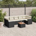 Set mobilier de grădină cu perne, 8 piese, negru, poliratan GartenMobel Dekor