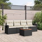 Set mobilier de grădină cu perne, 5 piese, negru, poliratan GartenMobel Dekor