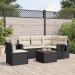 Set mobilier de grădină cu perne, 6 piese, negru, poliratan GartenMobel Dekor