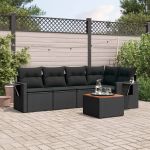 Set mobilier de grădină cu perne, 6 piese, negru, poliratan GartenMobel Dekor