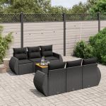 Set canapele de grădină cu perne, 7 piese, negru, poliratan GartenMobel Dekor