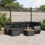 Set canapele de grădină cu perne, 7 piese, negru, poliratan GartenMobel Dekor
