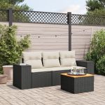 Set mobilier de grădină cu perne, 4 piese, negru, poliratan GartenMobel Dekor