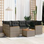 Set canapele de grădină, 7 piese, cu perne, gri, poliratan GartenMobel Dekor